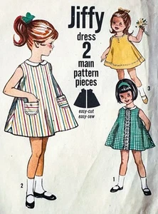 70er Jahre Simplicity Schnittmuster 5009 Mädchen Jiffy ausgestelltes KLEID Gr. 2 Kleinkind leicht - Bild 1 von 4