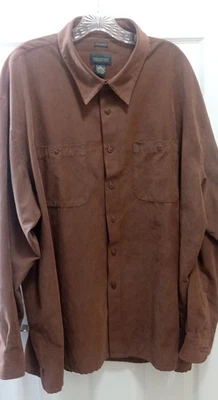 Alexander Lloyd Mens Dress Shirt Sz 3X Suede Brown Soft Button Up Casual Career - Imagem 1 de 4