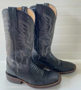 Botas vaqueras Ferrini negras Teju lagarto punta cuadrada para mujer talla 6 B - Imagen 1 de 11