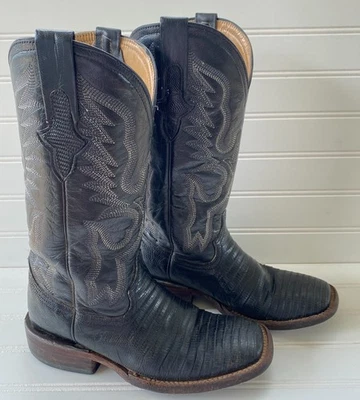 Botas vaqueras Ferrini negras Teju lagarto punta cuadrada para mujer talla 6 B Foto 1 de 4