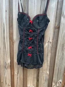 NW T Native Intimates Black/Red Underwire Corset, size 34B - Picture 1 of 5