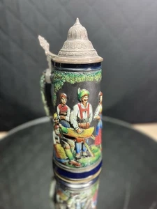 German Beer Stein w/pewter lid Black , made in W Germany, beautiful 10” Tall - Picture 1 of 15