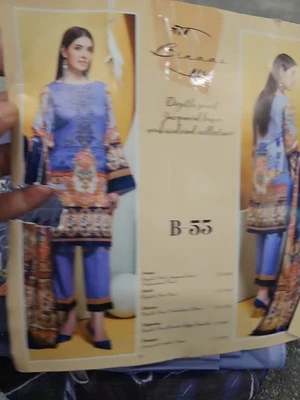 3pc Unstitched Embroidered Luwn Suit with printed chiffon duppat  - Image 1 of 4