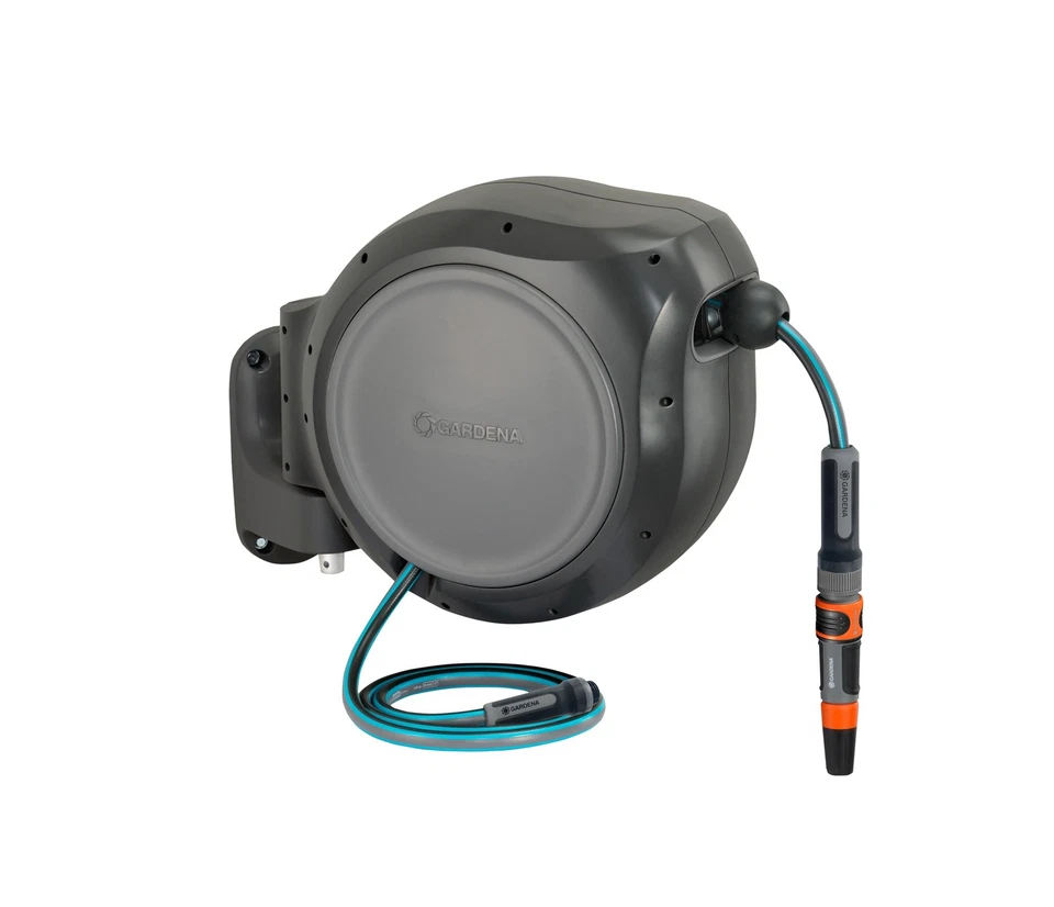 20502, Carrete de manguera de jardín retráctil 75' x 1/2" manguera, montado en la pared, automático... Foto 1 de 4