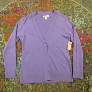 Coldwater Creek Silk Cotton Button Cardigan Sweater Womens XS 4-6 Purple NWT $79 - Picture 1 of 9