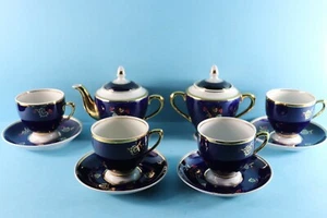 ALTES KAFFEESERVICE FÜR 4 PERSONEN  KOBALTBLAU - Bild 1 von 9