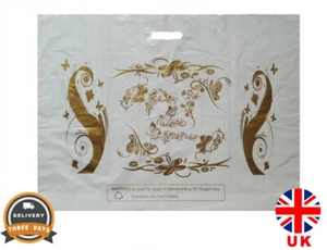 250pz 29"x22"x2" Gloden borsa trasporto farfalle manico oro pieno porta plastica - Foto 1 di 5
