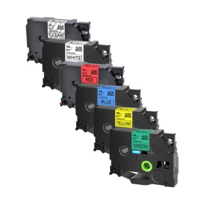 SUPERINK 3/4" For Brother P-Touch Laminated TZe, TZ Label Tape Cassette 18mm Set -6PK