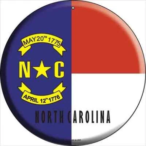 North Carolina State Flag Round Circular Metal Sign 12" Home Garage Wall Decor - Picture 1 of 1