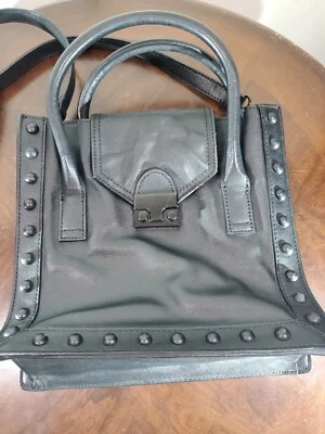 Bolso Bandolera Desmontable de Trabajo Loeffler Randall Junior Cuero Negro Tachonado Foto 1 de 4