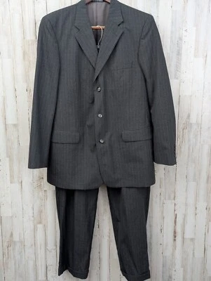 Traje y chaqueta Stafford 2 piezas para hombre 42L gris a rayas 100 % lana 38x32 Foto 1 de 4