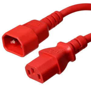 IEC 320 Netzkabel, C14/C13 - rot 3 Fuß, 10 A/250 V 18 AWG - Eisenbox IBX-2805 - Bild 1 von 4