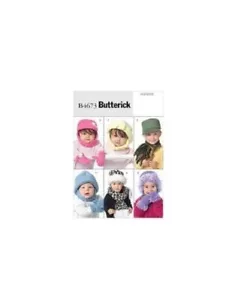 Butterick Sewing Pattern 4673 Infants Toddlers Hat Scarves Mittens - Picture 1 of 1