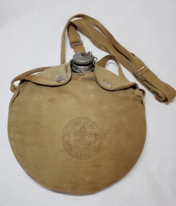 Vintage Boy Scouts of America Official #8 Metal Canteen with Canvas Case - Imagen 1 de 6