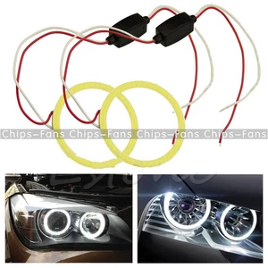 New COB 80mm LED Car Angel Eye Halo Ring Bulbs Decoration Light Rings White CF - Foto 1 di 4