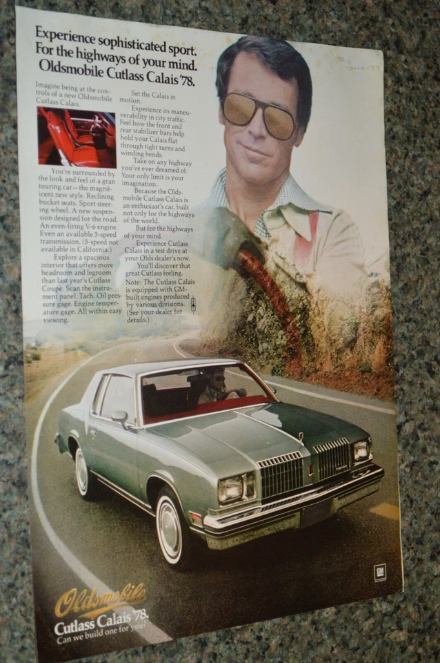1978 OLDSMOBILE CUTLASS CALAIS ORIGINAL ADVERTISEMENT PRINT AD 78 - Image 1 of 1