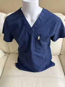 Code Happy Size Med NavyBlue Nursing Scrubs Shirt - Picture 1 of 5