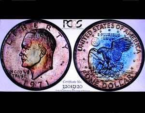 1971 S EISENHOWER DOLLAR RARE PEG LEG R PR67 CAMEO 2XTONED GEM PCGS TV GS PQ+ - Picture 1 of 15