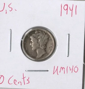 Moneda Estados Unidos 10 Céntimos (Mercurio) 1941 KM140, plata - Imagen 1 de 3