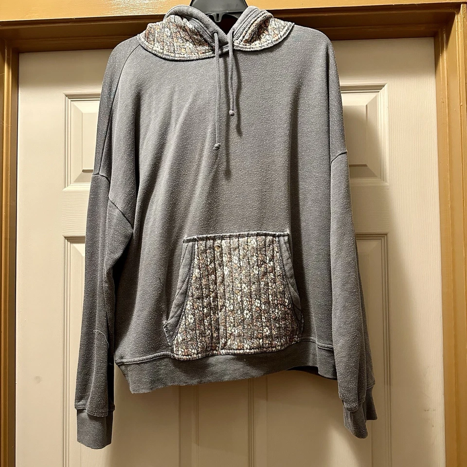 Sudadera con Capucha Vintage Y2K Lucky Brand Talla XL Floral Gris Suave Foto 1 de 4