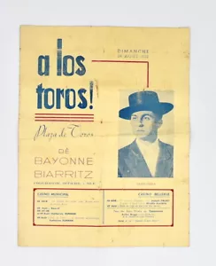 Corrida Program Poster Bayonne-Biarritz August 1952 Vazquez Ordonez Posada - Picture 1 of 7
