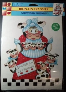 "Karierter Bauernhof Freunde Aufbügeln Transfer Neu in Verpackung ""Anudder Tag im Paradies" - Bild 1 von 3