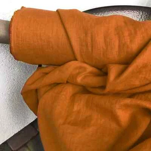 Pumpkin Orange Linen Fabric by the Yard – linen for Apparel, Upholstery & Crafts - Picture 1 of 1