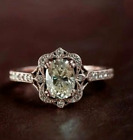 Floral Inspire Filigree Ring Oval Cut Moissanite Engagement Ring Unique Art Deco