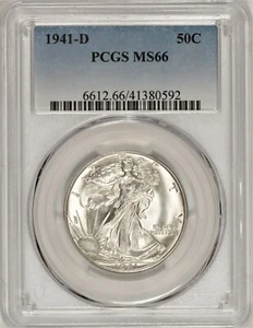 1941-D/D FS-501 Walking Liberty Half Dollar RPD Repunched Date PCGS MS66! #BVX5 - Picture 1 of 3