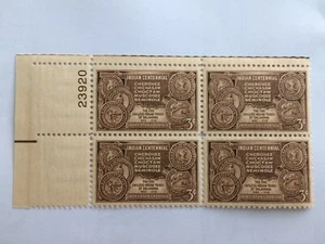 US 1948 USA Scott# 972 Indian Centennial Oklahoma Block 4 MNH P# - Picture 1 of 2