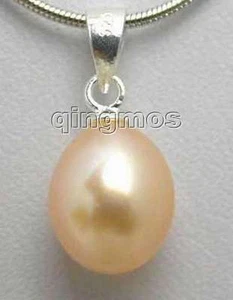 7-9MM Gota Natural Rosa Perla Colgante Collar Plateado Cadena-5168 - Imagen 1 de 4