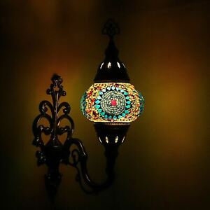 Turkish Moroccan Style Multicolour Mosaic Wall Sconce Light Lamp Medium Globe