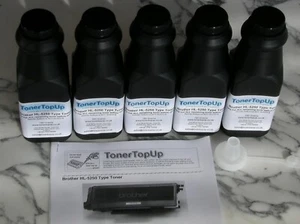 Five Bottles of Toner Refill Brother HL-5250, 5270 TN-3170 TN-580 TN-550 TN-3130 - Picture 1 of 2