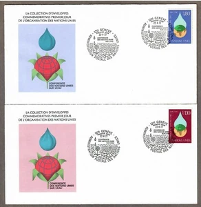UN Genf # 65 - 66 , UN Wasserkonferenz , auf 2 FDCs - ich kombiniere S/H - Bild 1 von 2