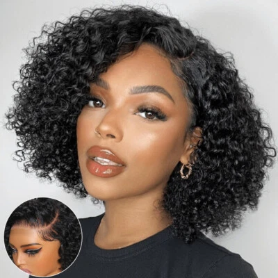 UNice Brazilian Bob Curly Precut Lace Wig Bye Bye Knots Glueless Wigs Human Hair - Image 1 of 4