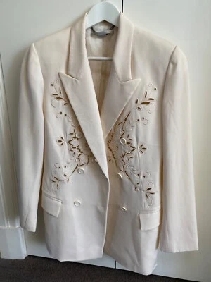 Stella McCartney Ivory Lace Cutout Embroidered Blazer Jacket Size IT 40 - Image 1 of 2