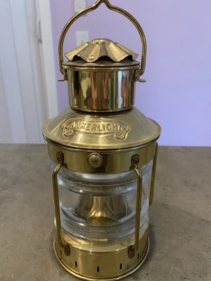 Vtg Ankerlicht Kerosene Lantern 9" Maritime Use Brass/Glass EUC - Image 1 of 4