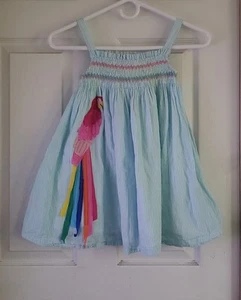 Mini Boden Smocked Parrot Dress With Pockets, Size 5-6Y - Picture 1 of 8