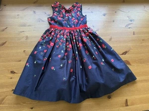 Janie and Jack Girls 8 Navy Red Floral Ruffle Dress 2022 - Picture 1 of 7