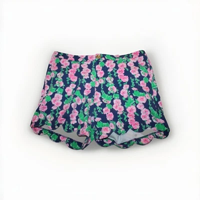Pantalones Cortos Lilly Pulitzer Festoneados 6" Entrepierna Talla 12 Rosa Floral Rayón Suave Playa Foto 1 de 4