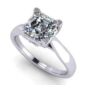 Platinum Plated 925 Sterling Silver 3 CTW Asscher CZ Solitaire Ring - Size 9.5 - Picture 1 of 6