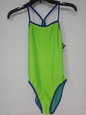 Traje de baño reversible para mujer Nike 32/6 verde neón y azul  Foto 1 de 4