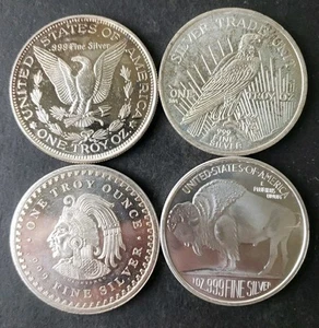 Lot of Four 1oz Silver Rounds - Picture 1 of 3