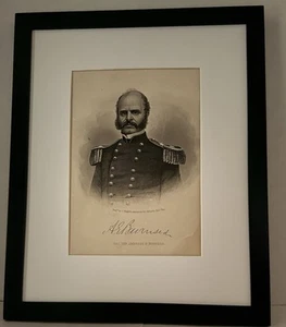GENERAL A. E. BURNSIDE ENGRAVED FRAMED ILLUSTRATION FROM ABBOTT'S "CIVIL WAR" - Picture 1 of 7