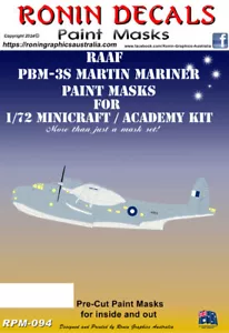 1/72 Ronin Decals Martin Mariner Paint Masks for Minicraft / Academy Kit - Picture 1 of 2