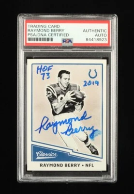 Raymond Berry Assinado 2017 Clássicos #184 Inscrito HOF 73 & 2019 (PSA) - A - Imagem 1 de 2