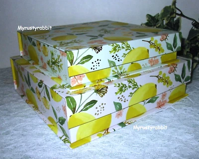 Punch Studio Lemon Keepsake Storage Boxes ~ Set of 2 ~ 8" & 9" Nesting - Image 1 of 4