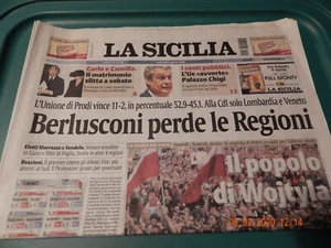 POPE JOHN PAUL II PASSING DEATH ROME ITALY ITALIAN NEWSPAPER 4/5/05 LA SICILIA - Picture 1 of 4