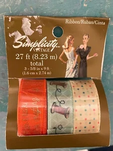 New Simplicity Vintage Ribbon Sewing Trim Pack of 3 Sorry Can’t Talk Crafts NIP - Picture 1 of 6