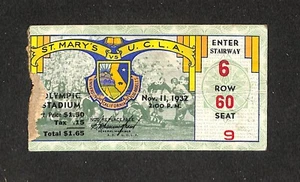 NOVEMBER 11, 1932 ST. MARY'S @ UCLA BRUINS COLLEGE FOOTBALL TICKET STUB - Picture 1 of 2